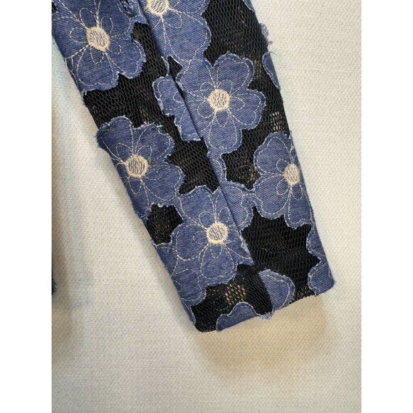 N by Nancy Women's 2 Button Casual Blazer Size M Navy Blue Floral Long Sleeve - Picture 14 of 15